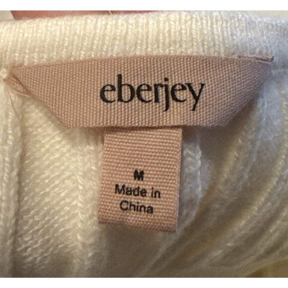 Eberjey Recycled Sweater Crop Top Short Set Size Medium Wide Rib Ivory Lounge - Picture 9 of 9